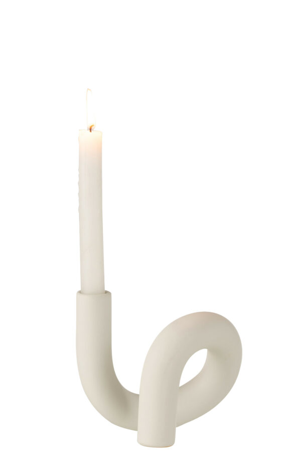 Bougeoir torsion 1 bougie céramique blanc – Image 2