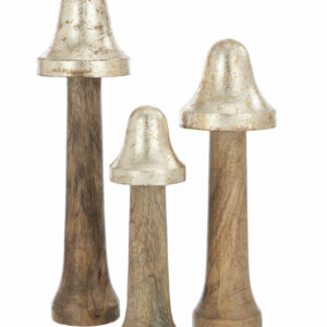 Champignon fin bois naturel/or set de 3