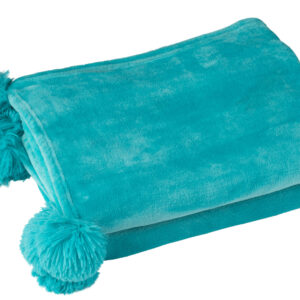 Plaid pompon azur
