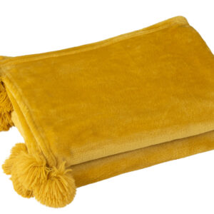 Plaid Pompon ocre