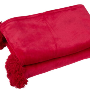 Plaid pompon fuschia