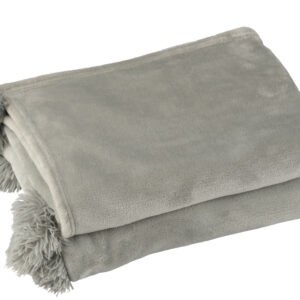 Plaid pompon gris
