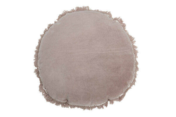 Coussin Rond Velours Coton/Lin Vieux Rose
