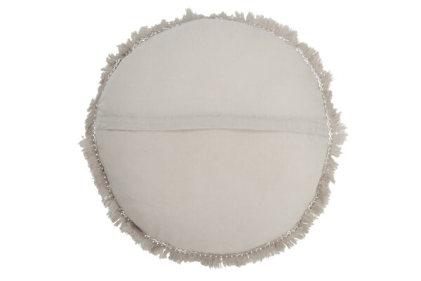 Coussin Rond Velours Coton/Lin Gris – Image 3