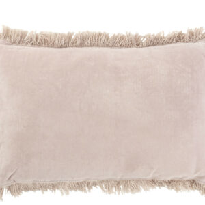 Coussin Frange Coton Velours Vieux Rose