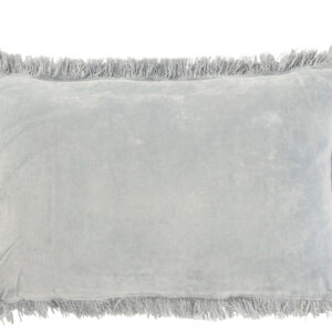 Coussin Frange Coton Velours Bleu