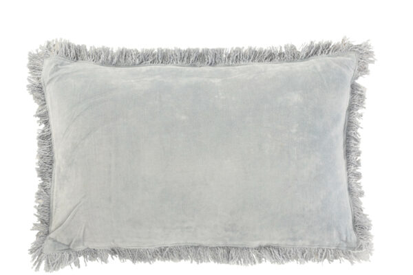 Coussin Frange Coton Velours Bleu
