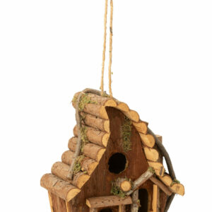 Nichoir Fenêtre Ronde Bois De Sapin Naturel (toit rondin)