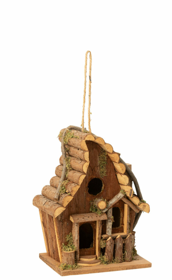Nichoir Fenêtre Ronde Bois De Sapin Naturel (toit rondin)