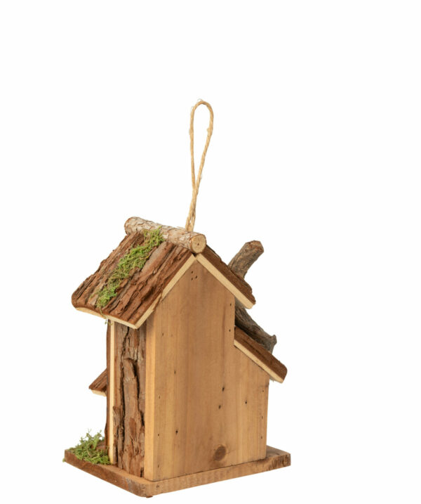 Nichoir Fenêtre Ronde Bois De Sapin Naturel (toit écorce) – Image 2