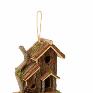 Nichoir Fenêtre Ronde Bois De Sapin Naturel (toit écorce)