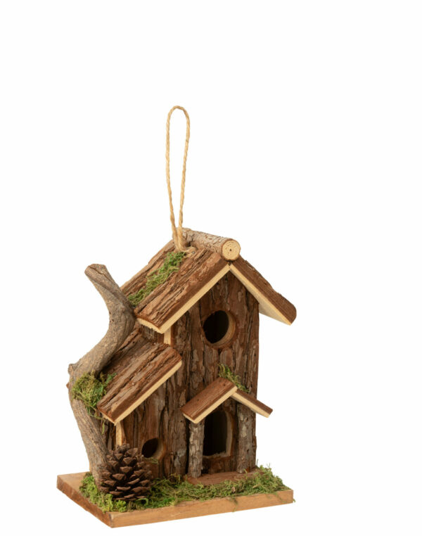 Nichoir Fenêtre Ronde Bois De Sapin Naturel (toit écorce)