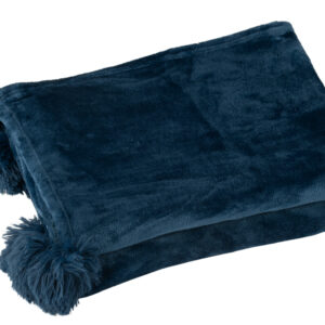 Plaid pompon bleu