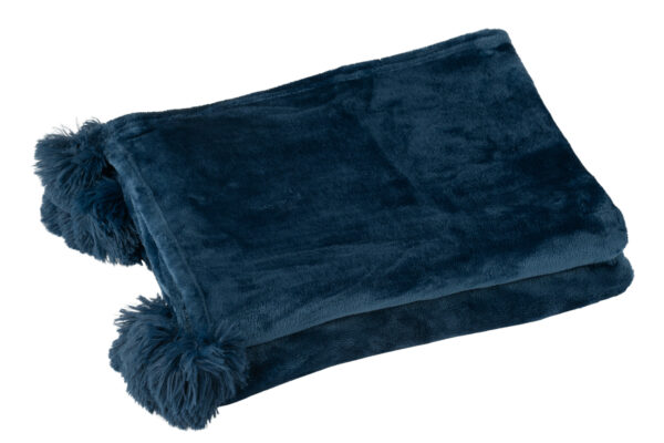 Plaid pompon bleu