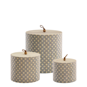 AMILLY Boîte ronde bambou set de 3